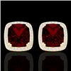 Image 1 : 6 ctw Garnet & Micro Pave VS/SI Diamond Halo Earrings 18k Yellow Gold - REF-76H4R