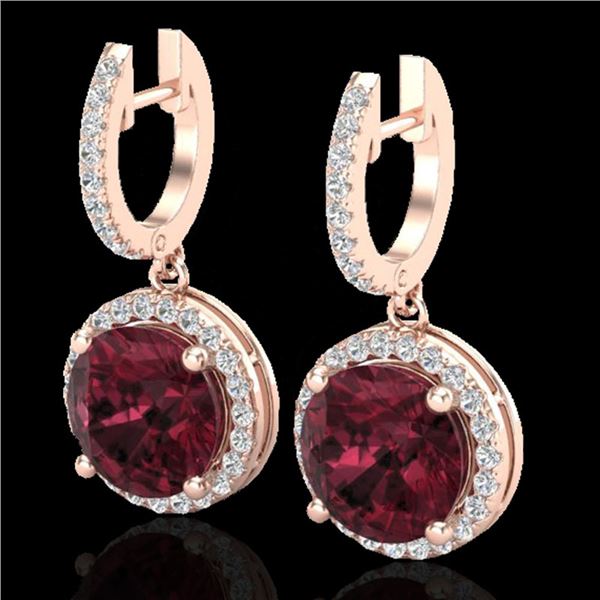 5.50 ctw Garnet & Micro Pave VS/SI Diamond Designer 14k Rose Gold - REF-72G8W