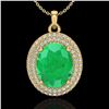 Image 1 : 4.50 ctw Emerald & Micro Pave VS/SI Diamond Necklace 18k Yellow Gold - REF-120F9M