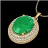 Image 2 : 4.50 ctw Emerald & Micro Pave VS/SI Diamond Necklace 18k Yellow Gold - REF-120F9M