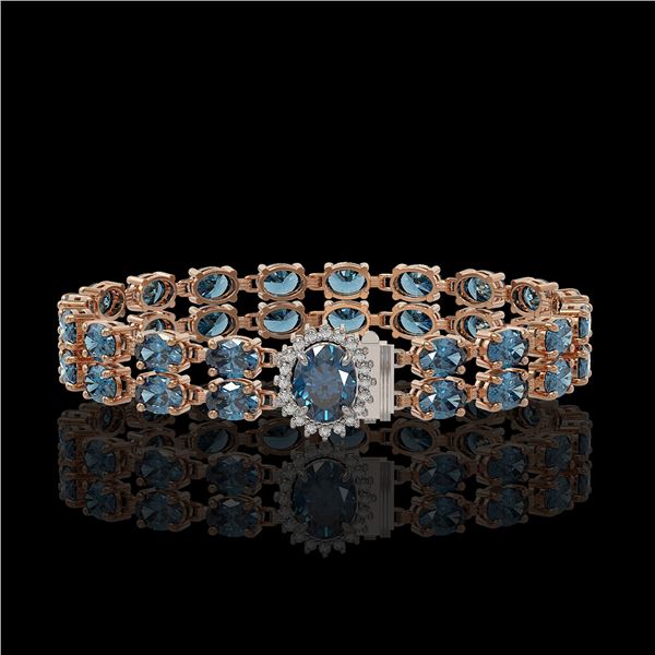 17.78 ctw London Topaz & Diamond Bracelet 14K Rose Gold - REF-209H3R