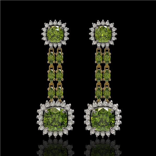 18.38 ctw Tourmaline & Diamond Earrings 14K Yellow Gold - REF-416A9N