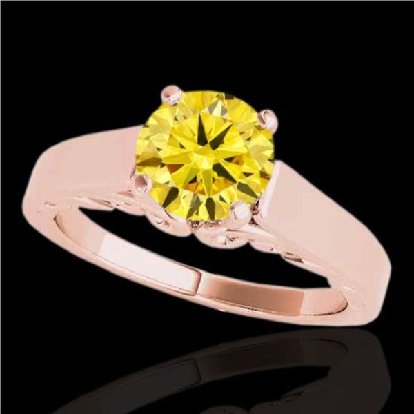 1 ctw Certified SI/I Fancy Intense Yellow Diamond Ring 10k Rose Gold - REF-156N8F
