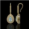 Image 2 : 7.56 ctw Aquamarine & Diamond Victorian Earrings 14K Yellow Gold - REF-310M4G