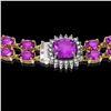 Image 3 : 31.91 ctw Amethyst & Diamond Necklace 14K Yellow Gold - REF-527R3K