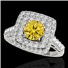 Image 1 : 2.3 ctw Certified SI/I Fancy Intense Yellow Diamond Ring 10k White Gold - REF-259G3W