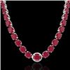 Image 2 : 170 ctw Ruby & Diamond Micro Eternity Necklace 14k White Gold - REF-993G8W