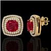 Image 2 : 4.95 ctw Ruby & Micro Pave VS/SI Diamond Earrings 18k Yellow Gold - REF-125Y5X