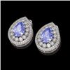 Image 2 : 8.54 ctw Tanzanite & Diamond Victorian Earrings 14K White Gold - REF-436M4G