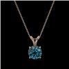 Image 3 : 1 ctw Certified Intense Blue Diamond Solitaire Necklace 10k Rose Gold - REF-90M8G