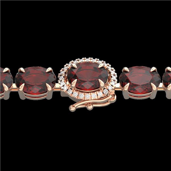 32 ctw Garnet & VS/SI Diamond Eternity Micro Bracelet 14k Rose Gold - REF-119F5M
