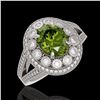 Image 1 : 4.25 ctw Certified Tourmaline & Diamond Victorian Ring 14K White Gold - REF-132F8M