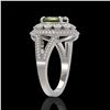 Image 3 : 4.25 ctw Certified Tourmaline & Diamond Victorian Ring 14K White Gold - REF-132F8M