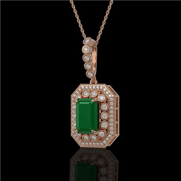 7.18 ctw Certified Emerald & Diamond Victorian Necklace 14K Rose Gold - REF-172G8W