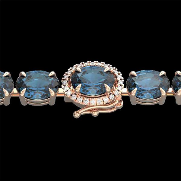 36 ctw London Blue Topaz & VS/SI Diamond Micro Bracelet 14k Rose Gold - REF-128K9Y