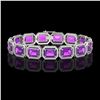 Image 1 : 34.86 ctw Amethyst & Diamond Micro Pave Halo Bracelet 10k White Gold - REF-345Y5X