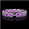 Image 2 : 34.86 ctw Amethyst & Diamond Micro Pave Halo Bracelet 10k White Gold - REF-345Y5X