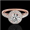 Image 1 : 1.65 ctw Certified Diamond Solitaire Halo Ring 10k Rose Gold - REF-218K2Y