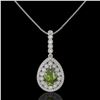 Image 2 : 4.97 ctw Tourmaline & Diamond Victorian Necklace 14K White Gold - REF-164G2W