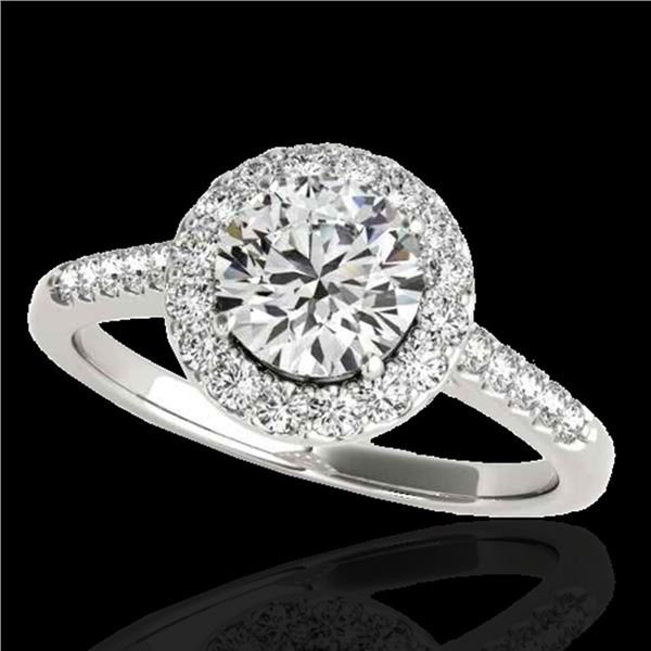 1.5 ctw Certified Diamond Solitaire Halo Ring 10k White Gold - REF-177Y3X