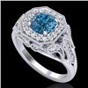 Image 1 : 1.75 ctw Fancy Intense Blue Diamond Art Deco Ring 18k White Gold - REF-236A4N