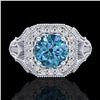 Image 2 : 1.75 ctw Fancy Intense Blue Diamond Art Deco Ring 18k White Gold - REF-236A4N