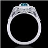 Image 3 : 1.75 ctw Fancy Intense Blue Diamond Art Deco Ring 18k White Gold - REF-236A4N
