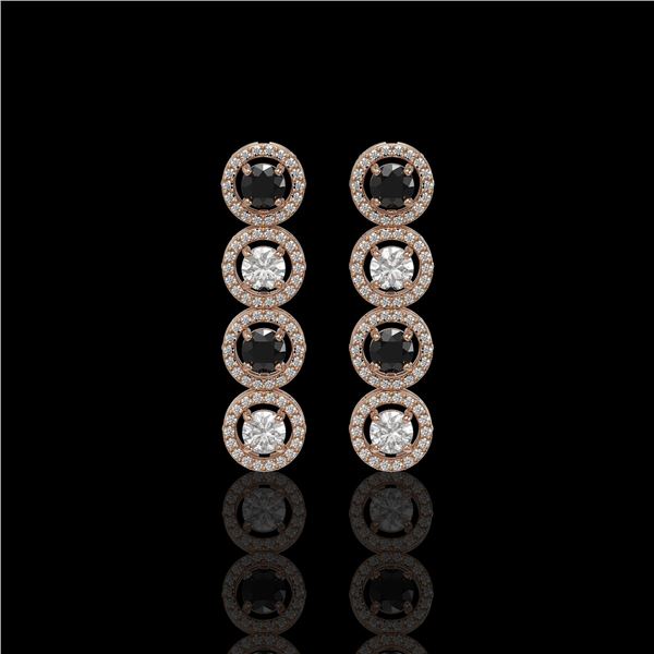 3.84 ctw Black & Diamond Micro Pave Earrings 18K Rose Gold - REF-259R2K