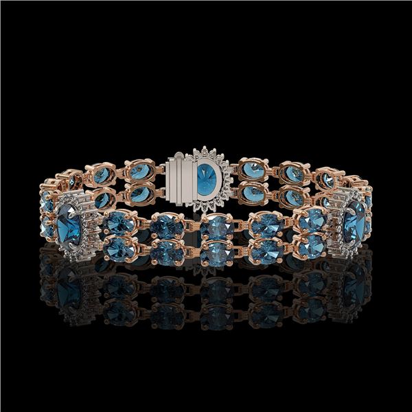 19.3 ctw London Topaz & Diamond Bracelet 14K Rose Gold - REF-254Y5X