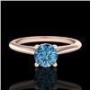 Image 2 : 0.56 ctw Fancy Intense Blue Diamond Art Deco Ring 18k Rose Gold - REF-61F4M