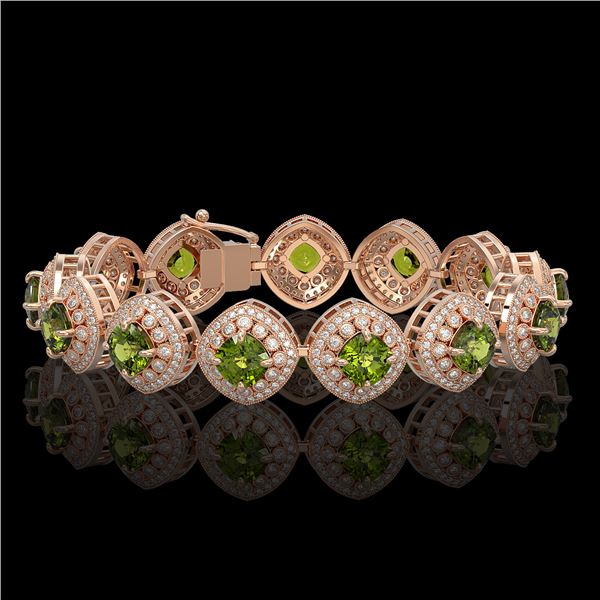 33.05 ctw Tourmaline & Diamond Victorian Bracelet 14K Rose Gold - REF-982G8W