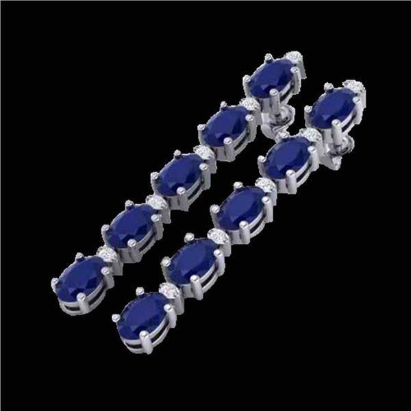 17.97 ctw Sapphire & VS/SI Certified Diamond Tennis Earrings 10k White Gold - REF-145F5M