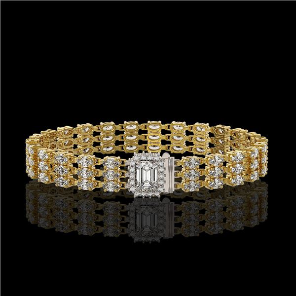 19.48 ctw Emerald Cut & Oval Diamond Bracelet 18K Yellow Gold - REF-2068M4G
