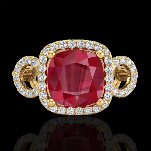 3.15 ctw Ruby & Micro VS/SI Diamond Certified Ring 18k Yellow Gold - REF-76A8N