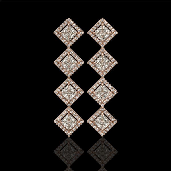 5.31 ctw Princess Cut Diamond Micro Pave Earrings 18K Rose Gold - REF-733N8F