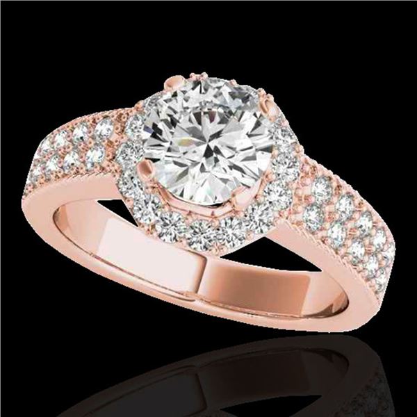 1.4 ctw Certified Diamond Solitaire Halo Ring 10k Rose Gold - REF-204W5H