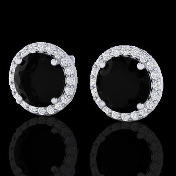 4 ctw Black Diamond Certified Micro Pave Earrings 18k White Gold - REF-122F5M