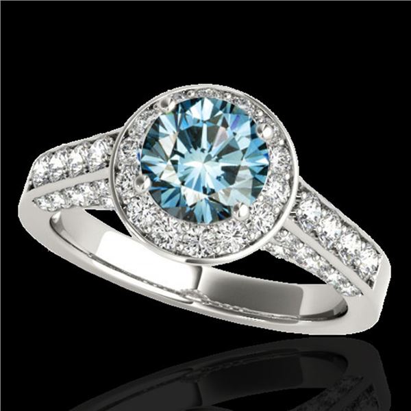 2.56 ctw SI Certified Fancy Blue Diamond Halo Ring 10k White Gold - REF-259A3N