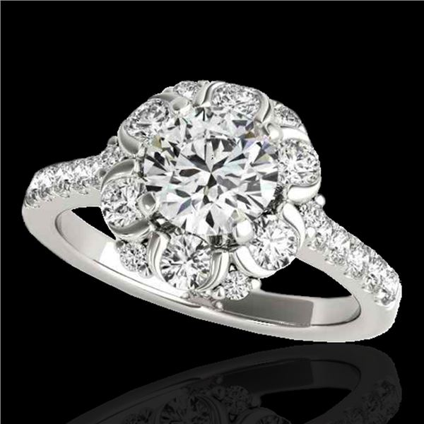 2.05 ctw Certified Diamond Solitaire Halo Ring 10k White Gold - REF-225K2Y