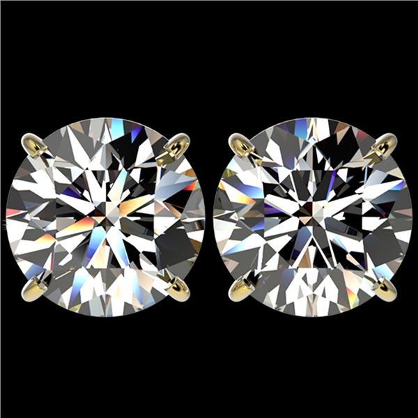5 ctw Certified Quality Diamond Stud Earrings 10k Yellow Gold - REF-1212G8W