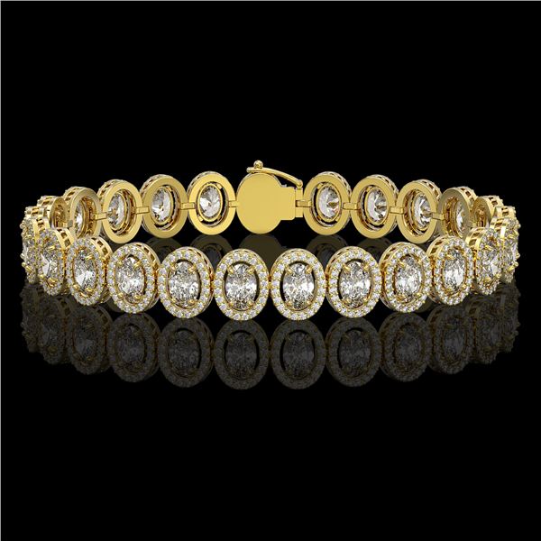 15.8 ctw Oval Cut Diamond Micro Pave Bracelet 18K Yellow Gold - REF-2129A2N