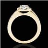 Image 2 : 1.25 ctw Certified Diamond Solitaire Halo Ring 10k Yellow Gold - REF-190W9H