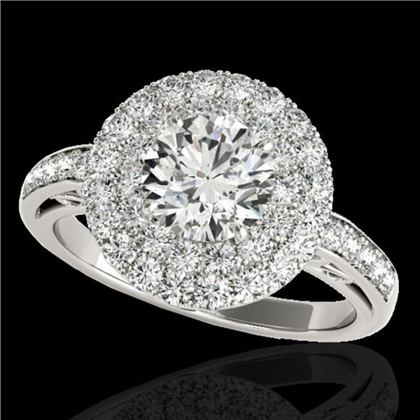 2.25 ctw Certified Diamond Solitaire Halo Ring 10k White Gold - REF-245M5G