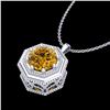 Image 2 : 0.75 ctw Intense Fancy Yellow Diamond Art Deco Necklace 18k White Gold - REF-100K2Y