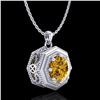 Image 3 : 0.75 ctw Intense Fancy Yellow Diamond Art Deco Necklace 18k White Gold - REF-100K2Y