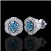Image 2 : 1.51 ctw Fancy Intense Blue Diamond Art Deco Earrings 18k White Gold - REF-178Y2X