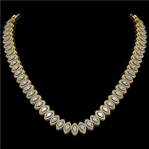 26.11 ctw Marquise Cut Diamond Micro Pave Necklace 18K Yellow Gold - REF-2240A2N