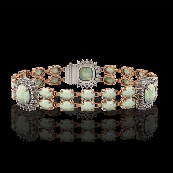 16.55 ctw Opal & Diamond Bracelet 14K Rose Gold - REF-286X2A