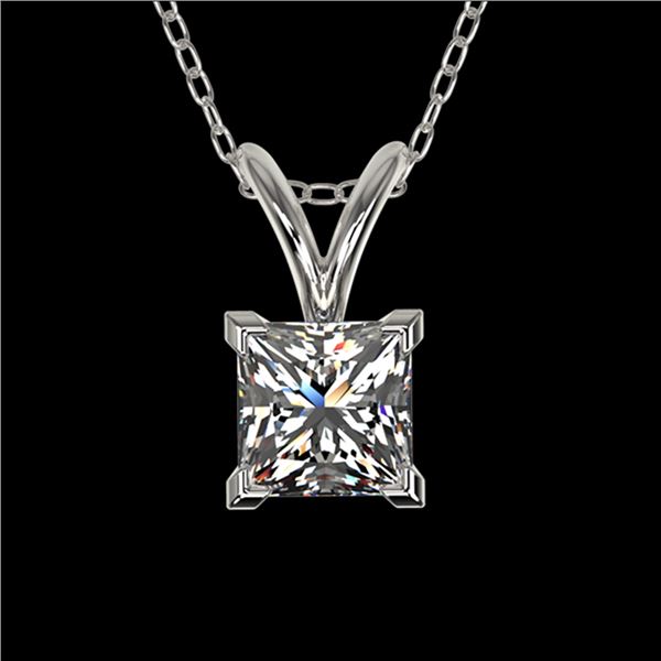 0.50 ctw Certified VS/SI Quality Princess Diamond Necklace 10k White Gold - REF-65W2H