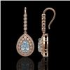 Image 2 : 7.56 ctw Aquamarine & Diamond Victorian Earrings 14K Rose Gold - REF-310N4F